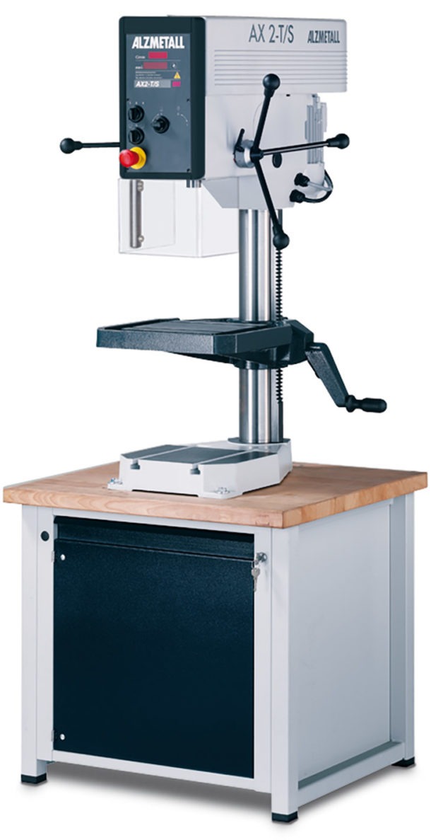 The Alzmetall AX 2-T/S Tischbohrmaschine, illustrating the precision and reliability needed in both teaching and industrial settings, reflecting the demands of assistant teacher jobs in Abu Dhabi.